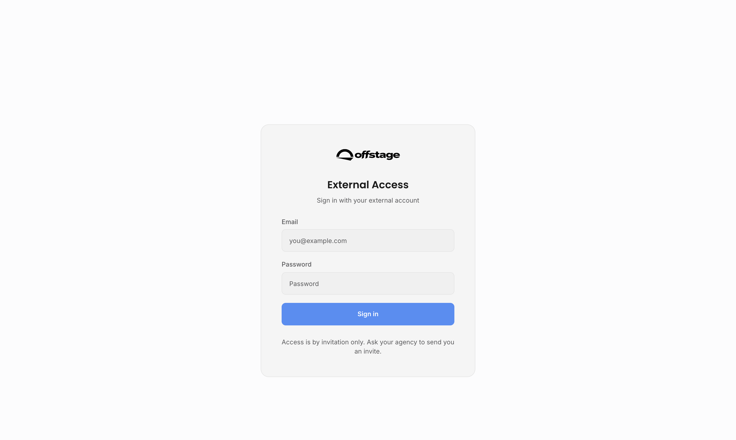 External access sign-in form for recipients who already have an external account