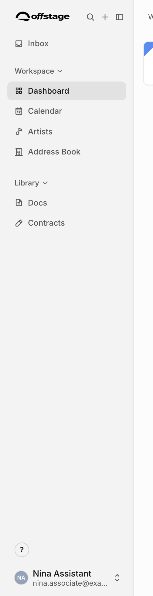 Associate sidebar without Analytics or Invoices